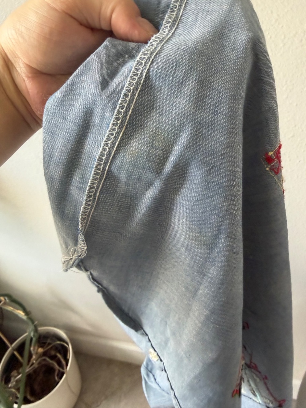 Vintage Wrangler Made in USA Denim Embroidery Button Up Shirt Sz 34 ONE OF KIND - Picture 5 of 9